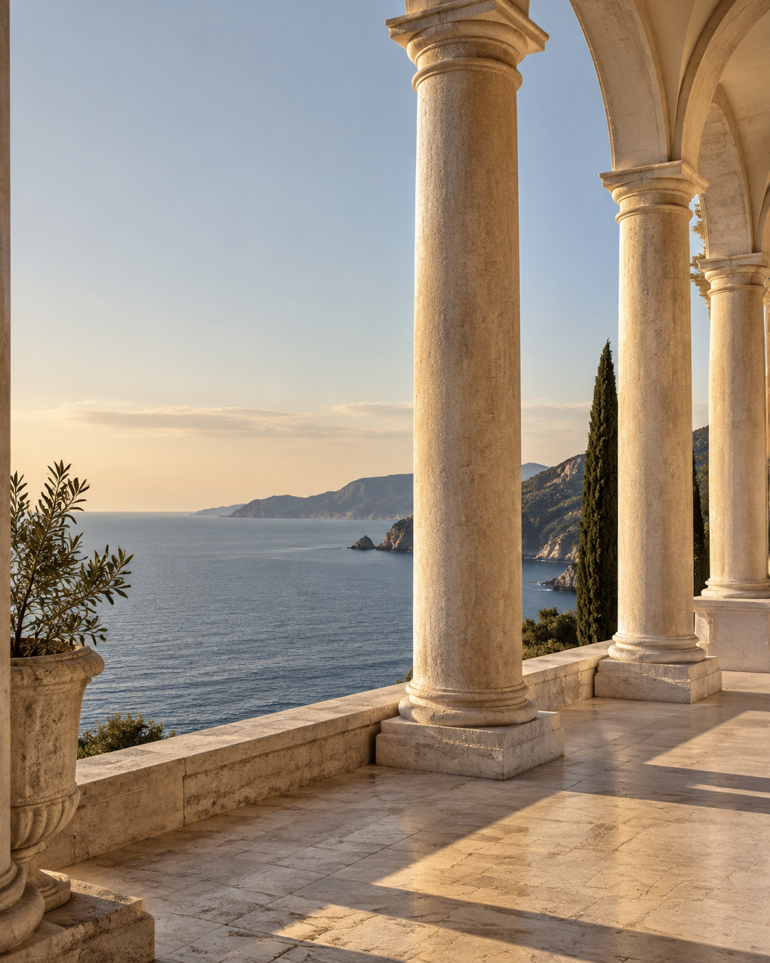 Conceptual Mediterranean architectural scene